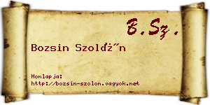 Bozsin Szolón névjegykártya